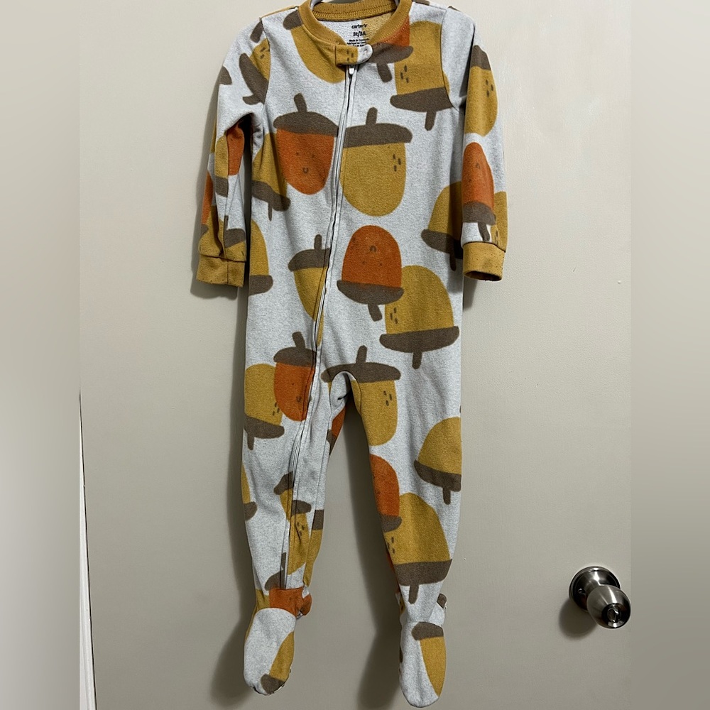 Used 3T Acorn Footie Pajamas